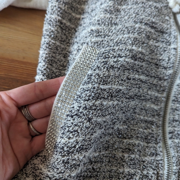 Miss Me Women's White/Gray Hooded Jeweled Zip Up Hoodie Size Large - Picture 7 of 14